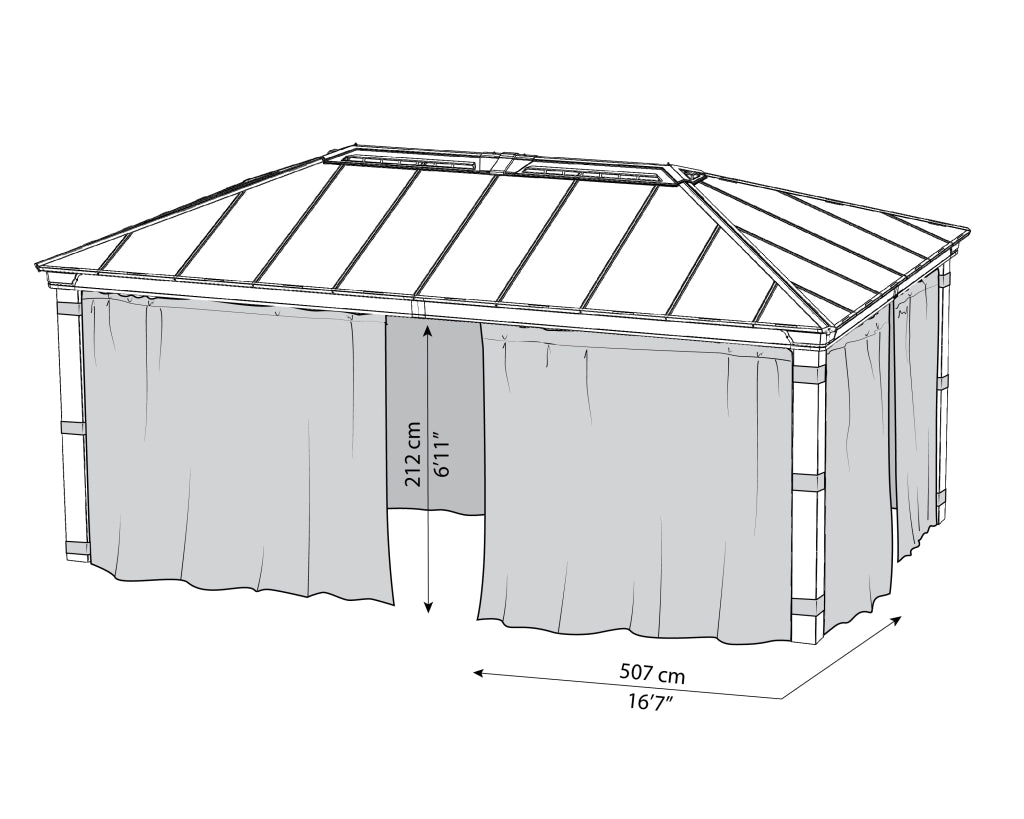 Set Di Tende Per Gazebo Dallas 3.6X6 m