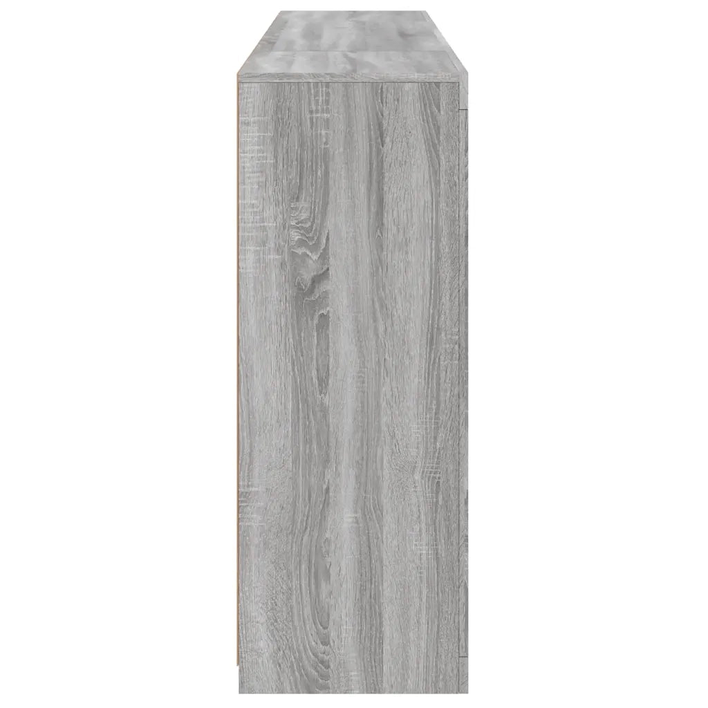 Credenze con Luci LED 3 pz | Madia | Buffet da pranzo | Armadio da pranzo Grigio Sonoma in Legno Multistrato