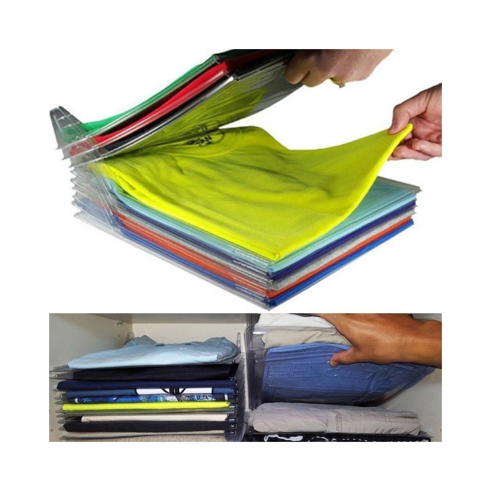 Trade Shop - Organizer Per Magliette Salvaspazio T-shirt Pieghevole Cabina Armadio Cassetto -