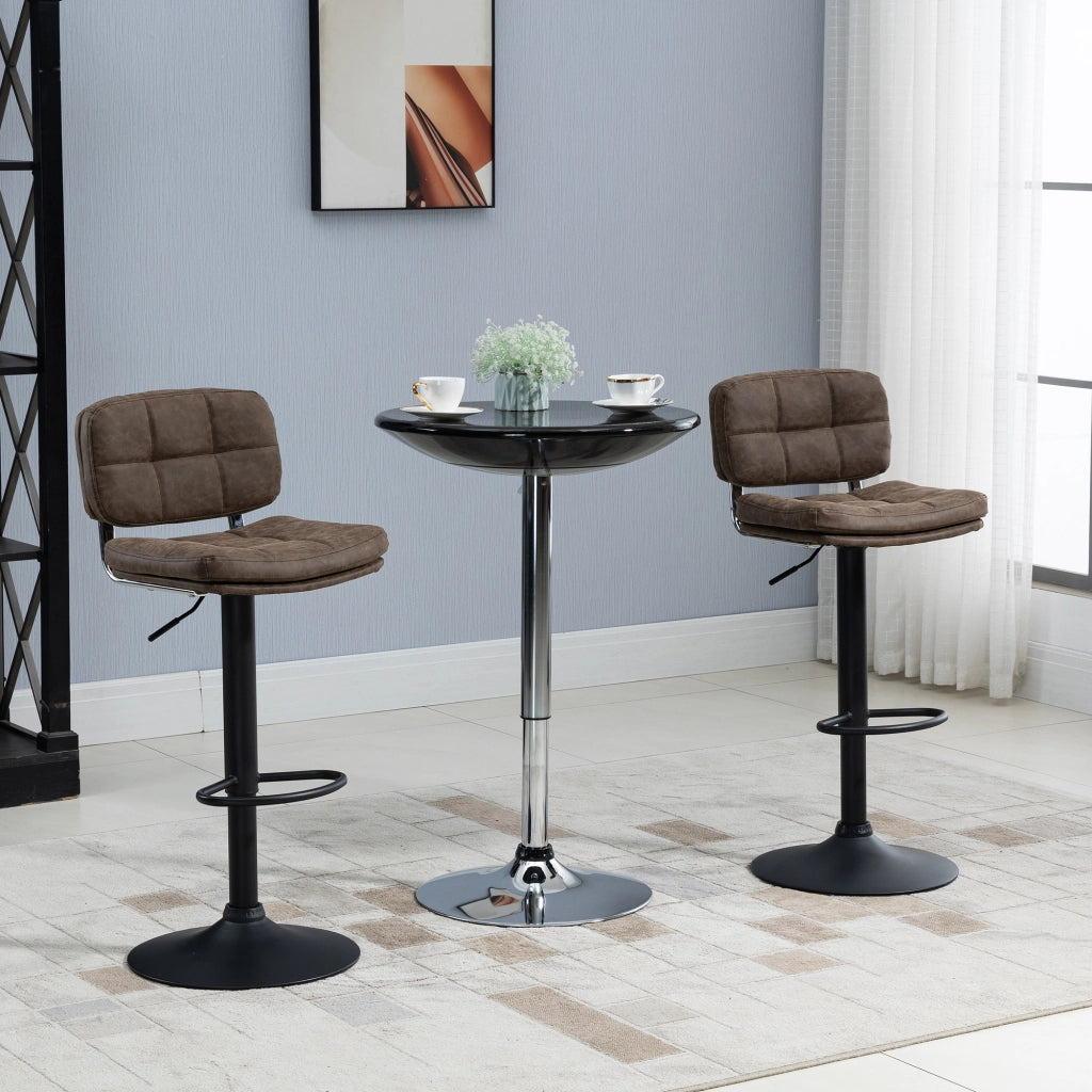 Set 2 Sgabelli Bar Moderni e Girevoli con Schienale e Poggiapiedi, Sgabelli da Cucina con Altezza Regolabile, Rivestimento Pelle PU e Imbottitura, 41.5x45x85-107cm