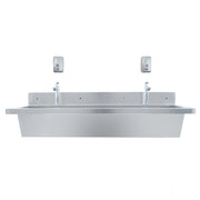 Lavabo a Canale 120 cm (1200 mm) Acciaio Inox a Parete con Rubinetti Push