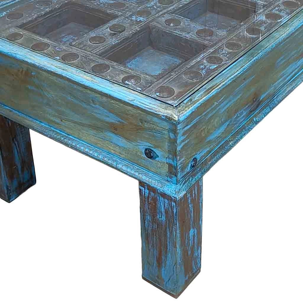 Tavolino da caffè in legno fatto a mano 107x57x45h cm