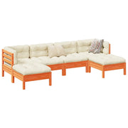 Set Divani Giardino 6pz con Cuscini Marrone Cera Massello Pino 3299571