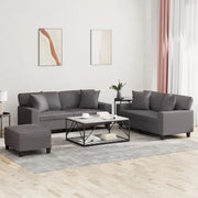 Set di Divani 3 pz con Cuscini Grigio in Similpellecod mxl 80243