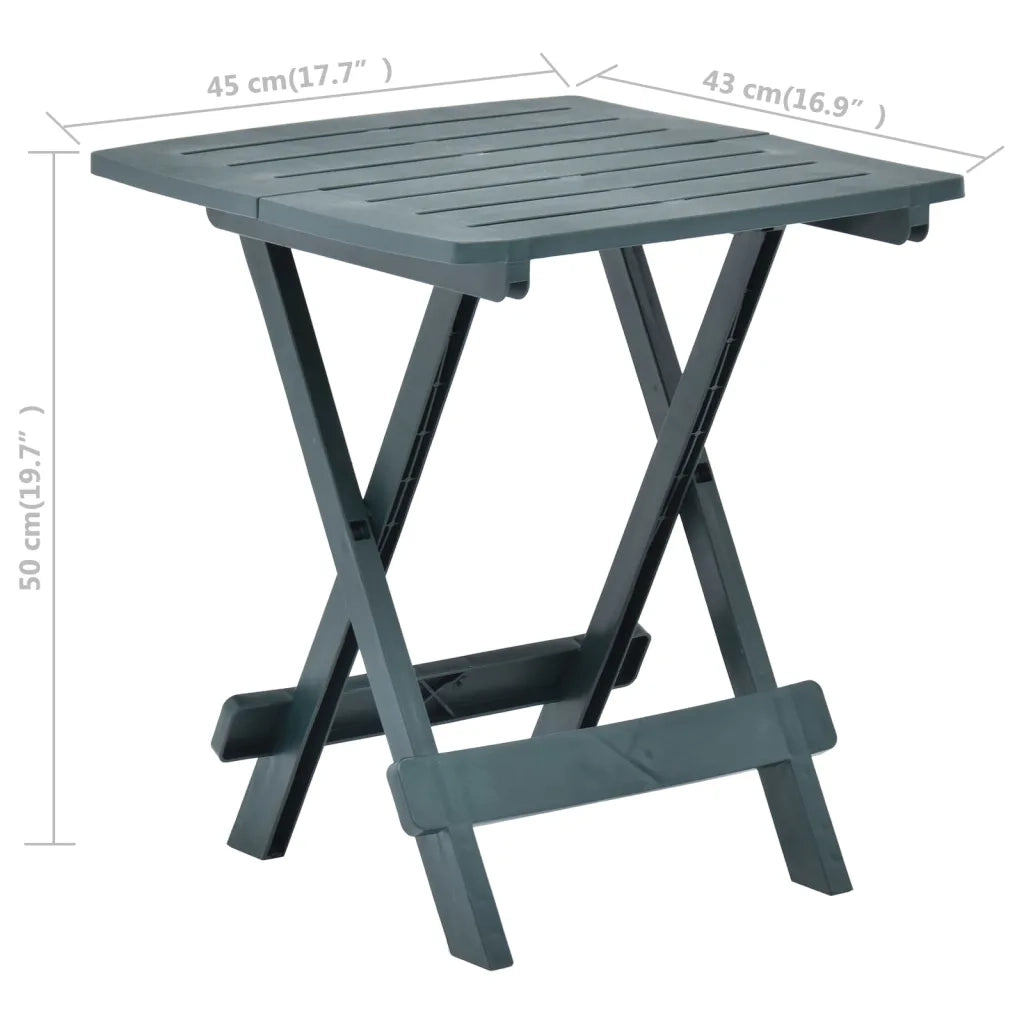 Tavolo da Giardino Pieghevole Verde 45x43x50 cm in Plastica 48809