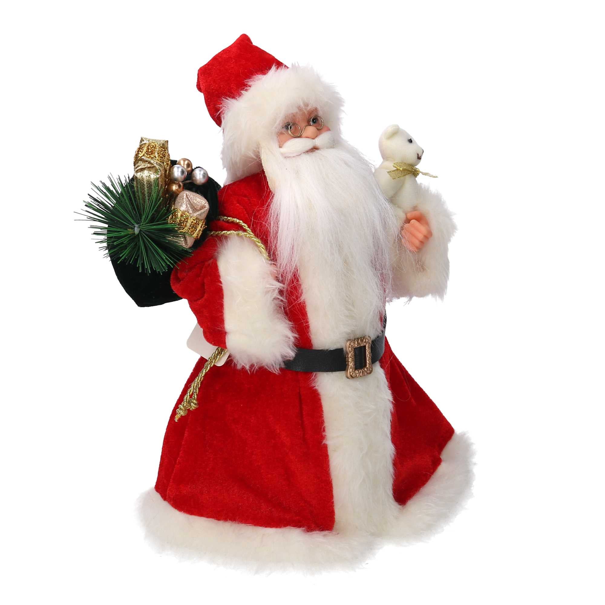 Puntale tessuto Babbo Natale rosso cm Ø22xh30