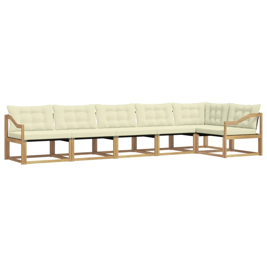 Set di divani da esterno con cuscino 6 pcs Bianco e Crema