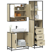 Set Mobili da Bagno 3 pz Rovere Sonoma in Legno Multistrato
