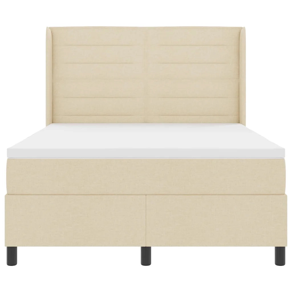 Letto a Sorgente LED con materasso Crema 140 x 190 cm Tessuto 3343439