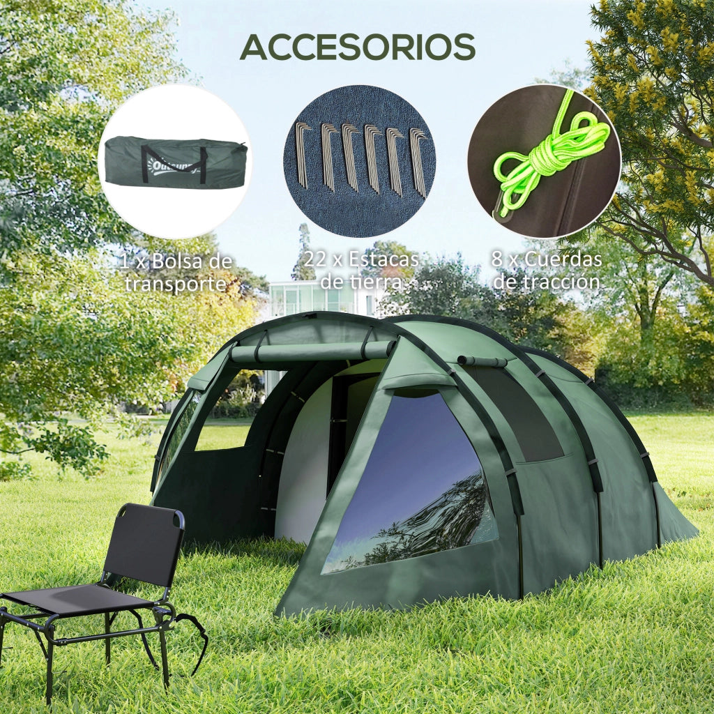 Tenda da Campeggio 3 Posti Impermeabile ¨C zephmum ¨C Verde 475x264x172 cm