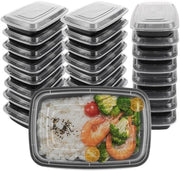 Collezione di 25 scatole da picnic, scatole da picnic in plastica nera, 750 ml, scatole da picnic riutilizzabili con coperchio BPA-free, scatole da picnic in plastica magnetron-resistenti con coperchio per picnic, fitness e zuppa.