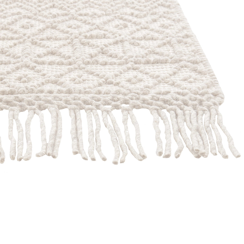 Tappeto in lana poliestere beige chiaro 160 x 230 cm Motivo geometrico Nappe Boho Moderno
