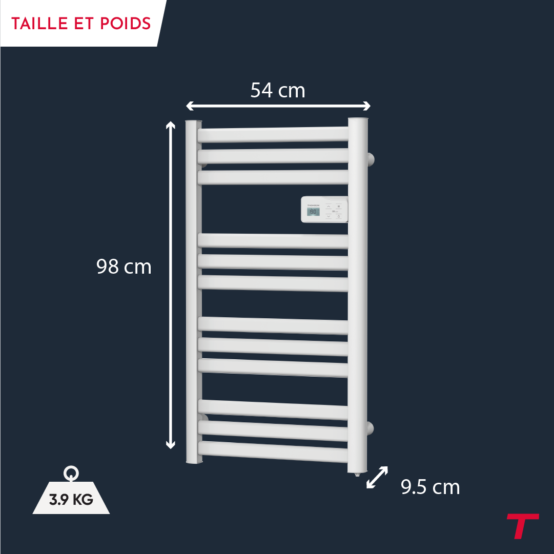 Scaldasalviette elettrico Thomson senza fluido, connesso al WiFi, con ventola da 500W, cosmo