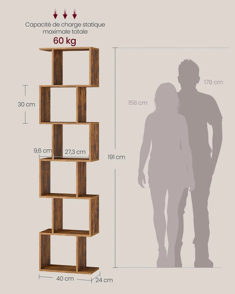 Libreria moderna a 6 ripiani divisorio per soggiorno camera da letto ufficio bianco 12_0004223