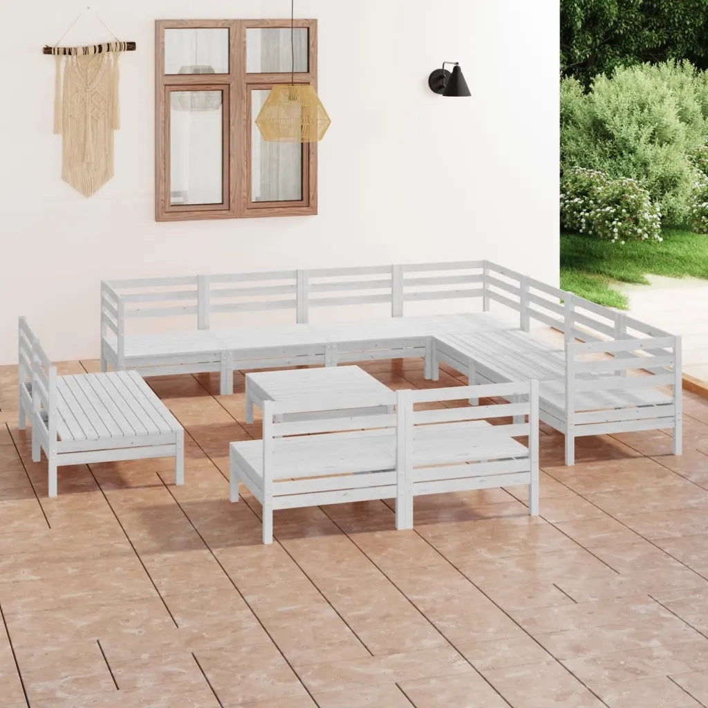 Set Salotto da Giardino 12 pz in Legno Massello di Pino Bianco 3083160