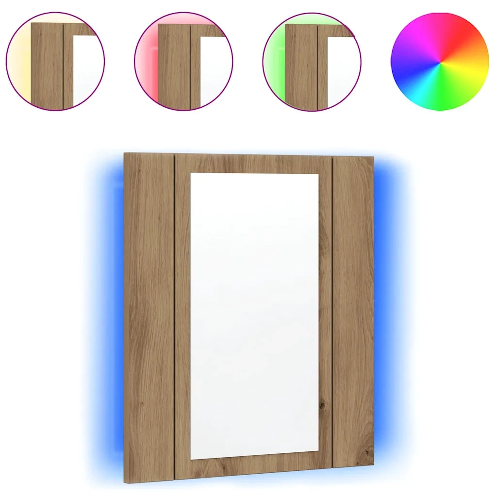 Mobile Bagno Specchio LED Rovere 40x12x45 cm Multistrato 856280