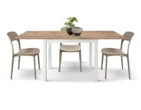 PAZZO DESIGN Tavolo allungabile, Rovere Rustico, Nobilitato, Made in Italy, Basamento Bianco, 90 x 90 x 76,5 cm
