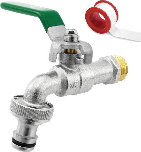 1/2'' Pollici Fusto di Acciaio della Valvola dell'Acqua | Resistente alla Ruggine e al Congelamento + 1x Connettore della Valvola + Libro Elettronico | per Lavastoviglie Esterno Regolatore dell'Acqua con Spedizione Gratuita