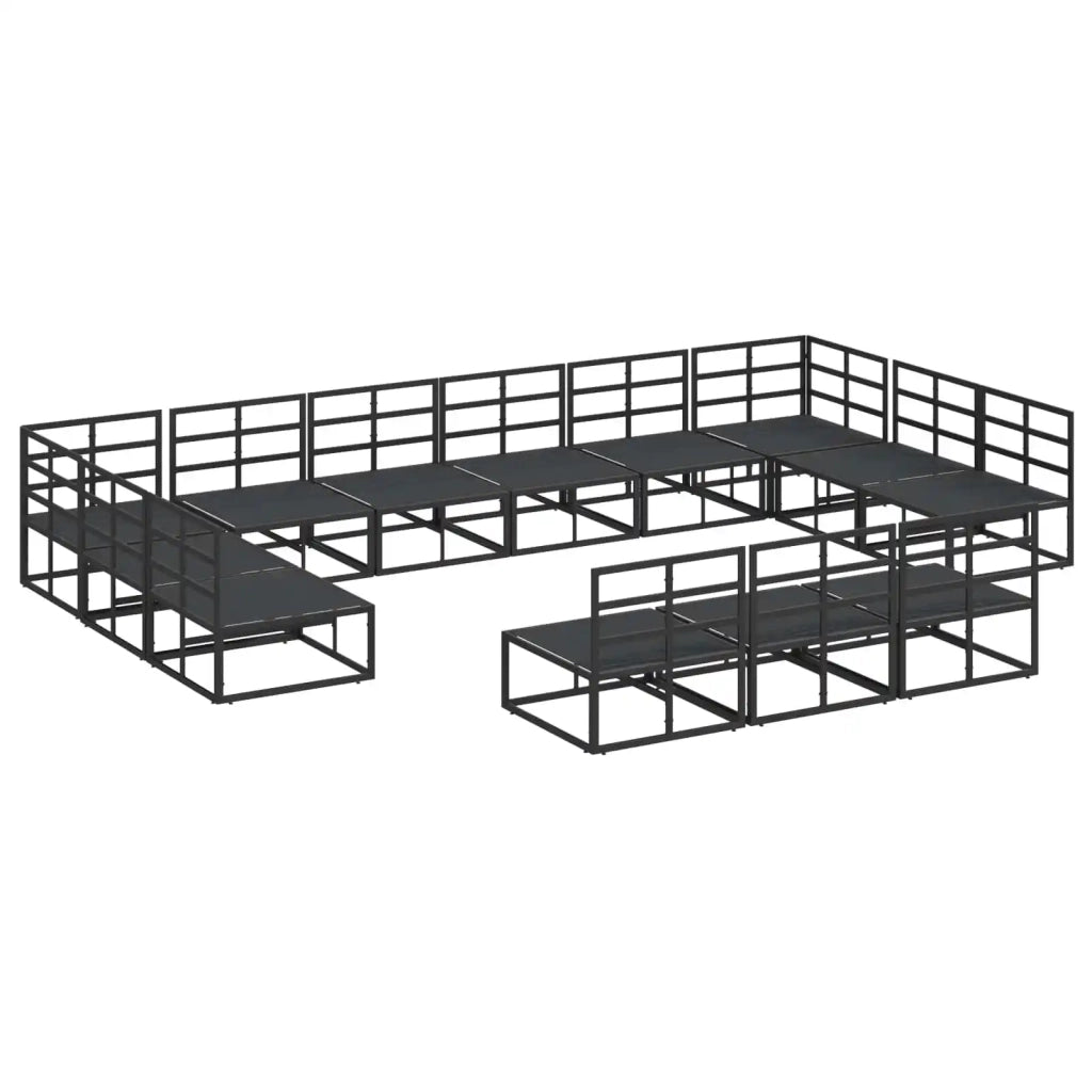Set Divano da Giardino con cuscino 13 pcs Nero Alluminio 3378920