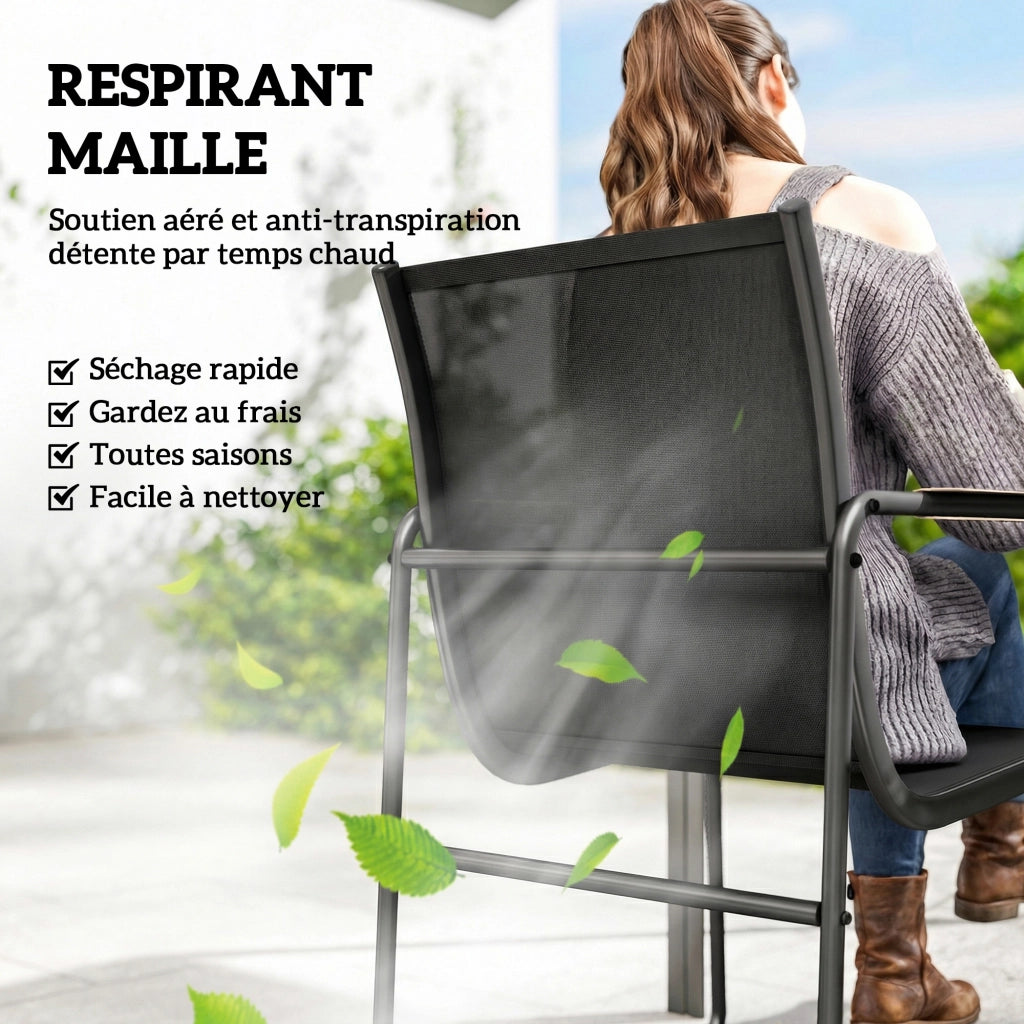 Set Giardino 7 Pezzi 6 Posti ¨C zephmum ¨C Tavolo Vetro Sedie Polyrattan Nero