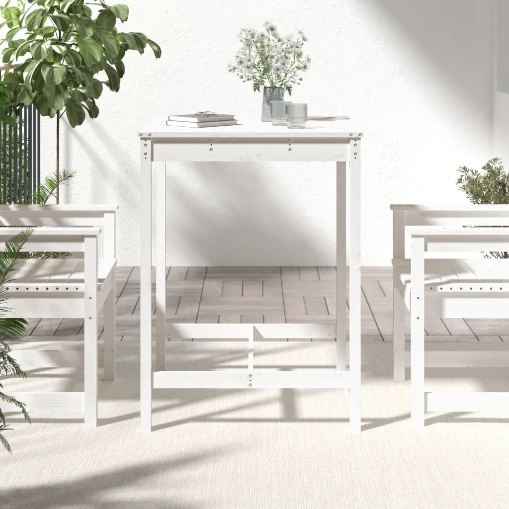 Tavolo da Giardino Bianco 82,5x82,5x110cm Legno Massello Pino 824082