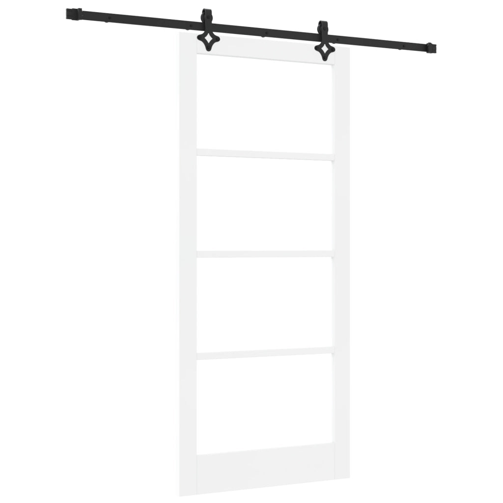 Porte Scorrevoli  con Set Hardware 'ORKDAL'Bianco in Legno Massello e Vetro