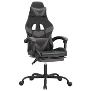 Sedia da Gaming | Sedia da e-sports Girevole Poggiapiedi Nero e Grigio Similpelle