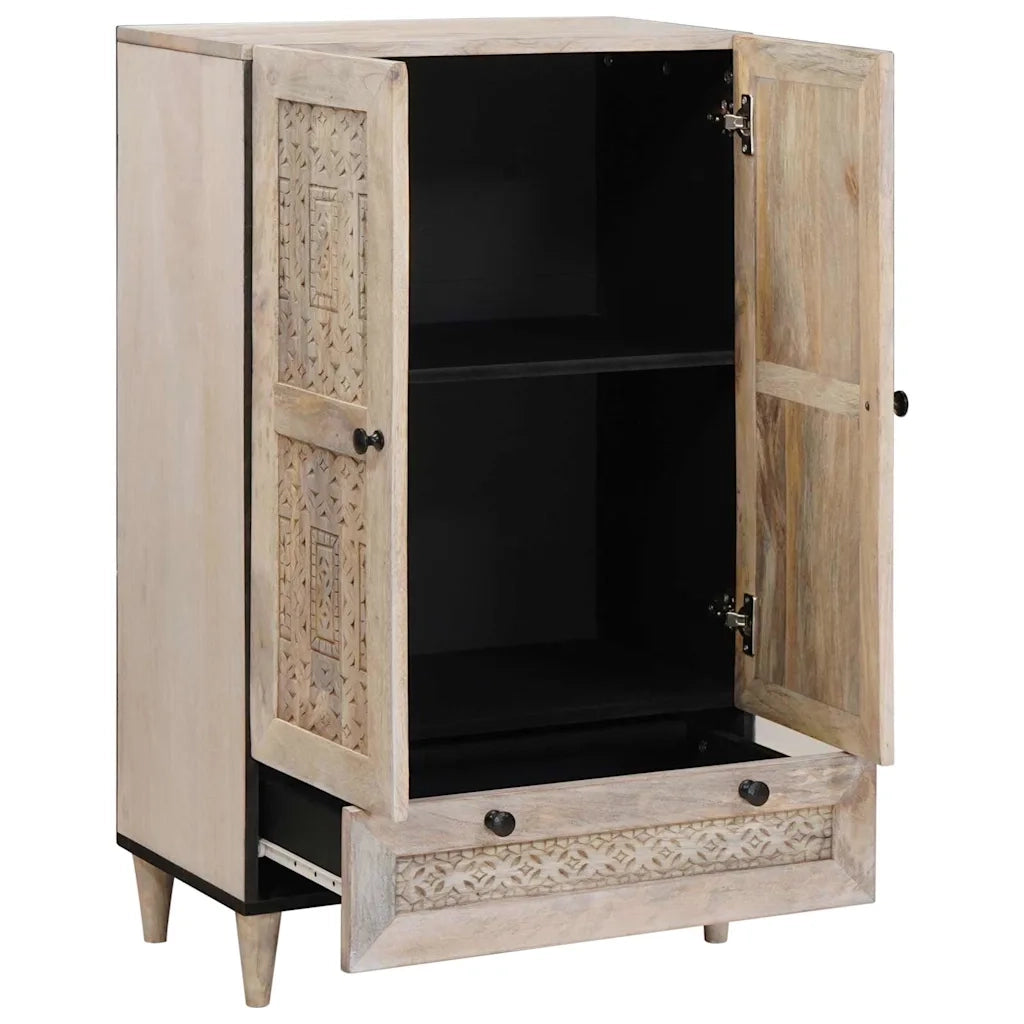 Credenza-Buffet-Armadio da cucina Bianco 60 x 33 x 100 cm legno massello di mango