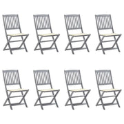 Sedie da Giardino Pieghevoli 8 pz con Cuscini Massello Acacia cod mxl 8552