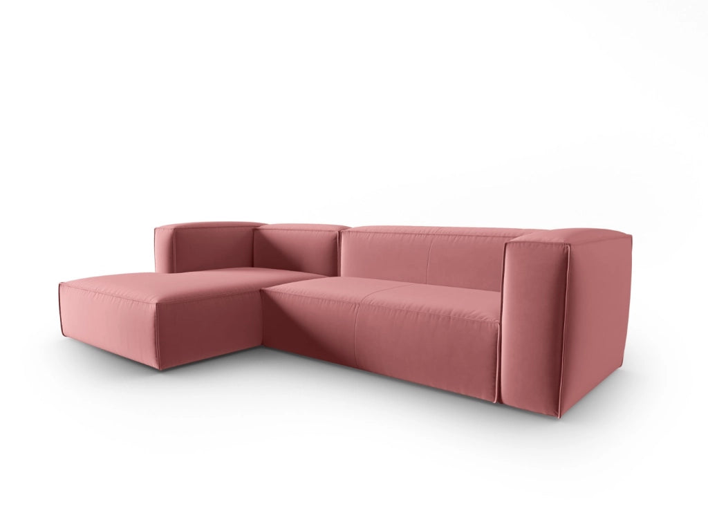 Cosmopolitan Design - Divano angolare sinistro "Mackay" 4 posti in velluto salmone 