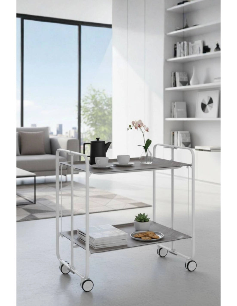 Carrello da cucina pieghevole bianco con ruote BAUHAUS 2 ripiani