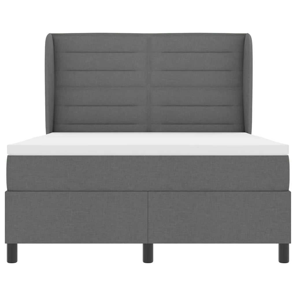 Letto a molle con materasso Grigio scuro 140 x 190 cm Tessuto 3340495