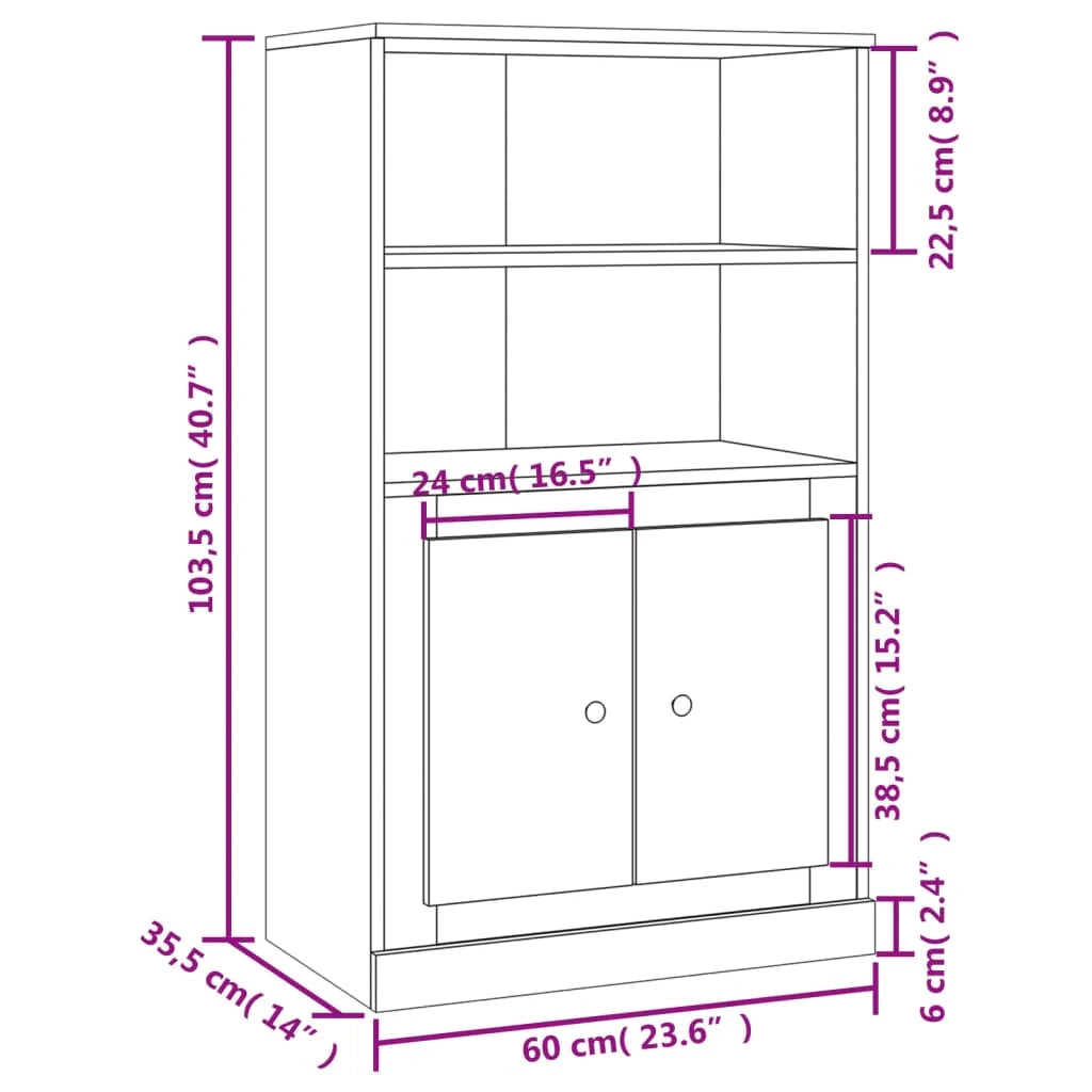 Buffet credenza cassettiera mobiletto mobile contenitore organizer cucina soggiorno salotto alto 60 x 35,5 x 103,5 cm legno ingegnerizzato marrone 02_0033373