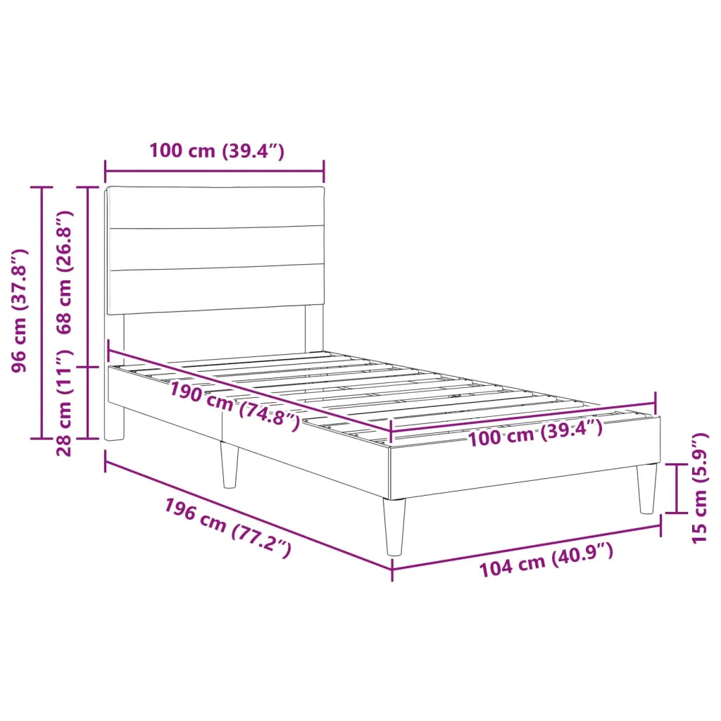 Struttura del letto Grigio Scuro 100 x 190 cm Tessuto 42027619