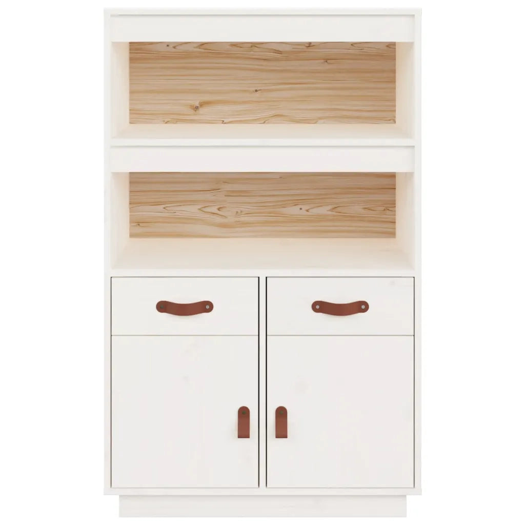 Credenza-Buffet-Armadio da cucina Bianca 67x40x108,5 cm in Legno Massello di Pino