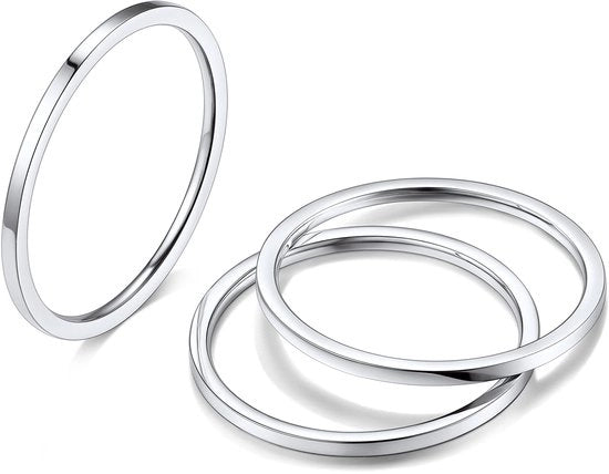 Set a 3 pezzi - Acciaio inossidabile - Design ultrathin - 1 mm di larghezza - Senza allergeni - Moderno e stile - Adatto per uomini e donne