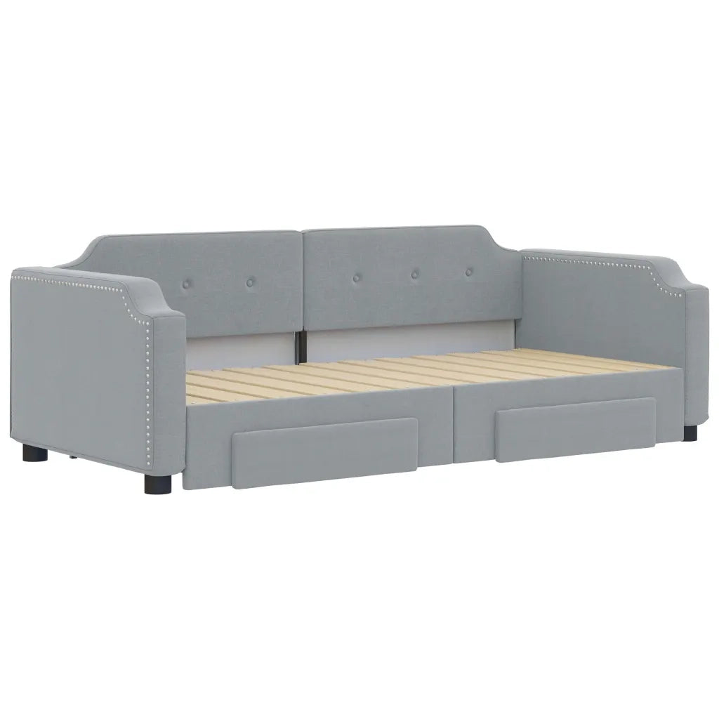 Divano Letto Estraibile Cassetti-Sofa Letto-Daybed Grigio Chiaro 90x190cm Tessuto 214113