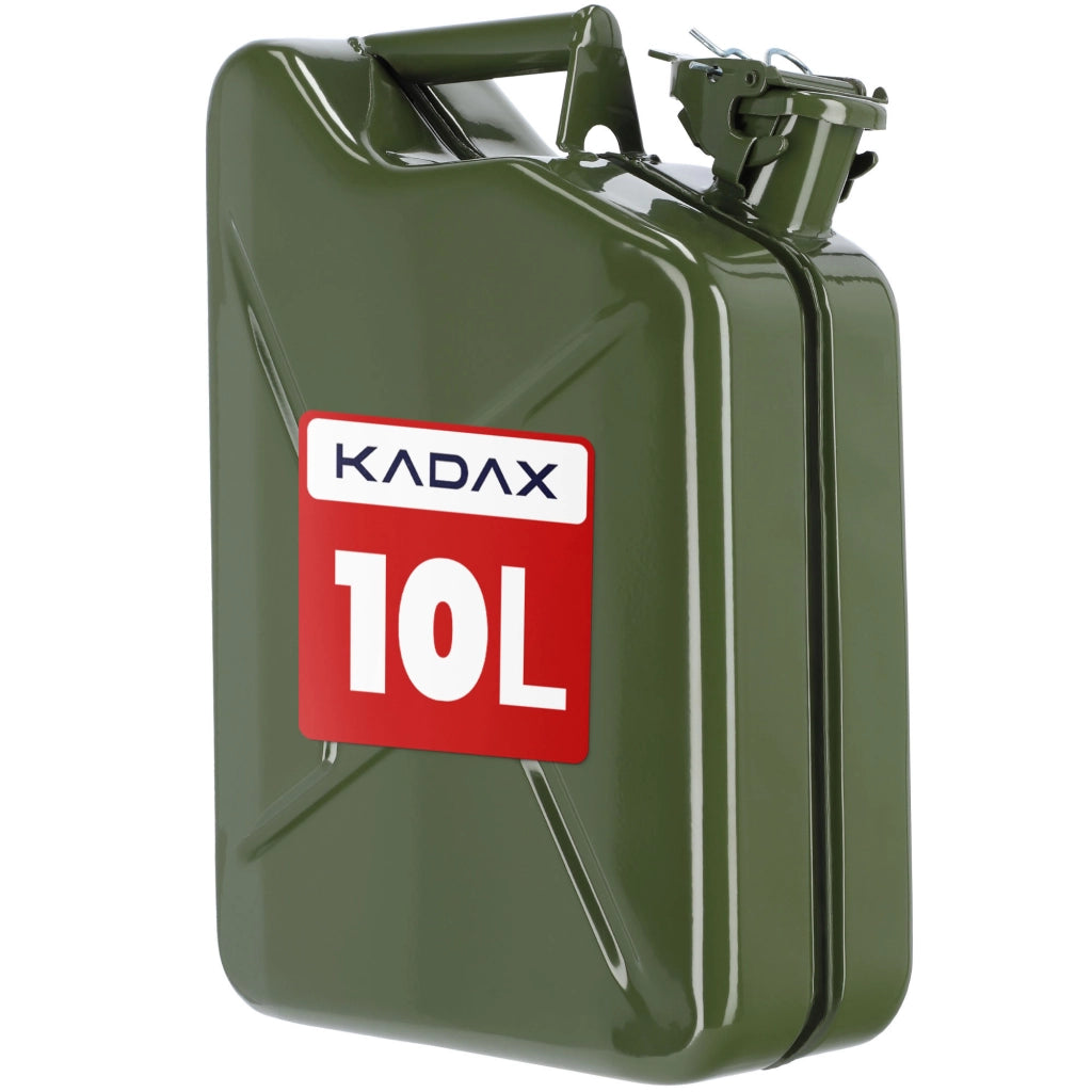 Tanica di carburante KADAX da 10 litri, contenitore per acqua e olio, tanica in metallo.