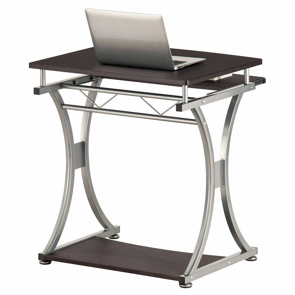 Scrivania Tavolo con Porta Tastiera Computer Legno e Metallo Casa Ufficio Brown