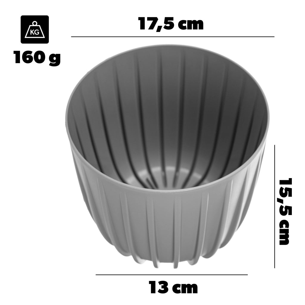 KADAX Vaso da fiori, coprivaso rotondo da 17,5 cm in plastica, supporto per fiori grigio