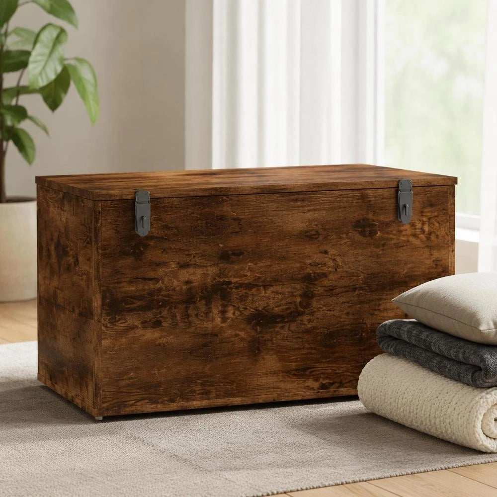 Storage Chest, Smoked Oak, 84x42x46 Cm, Wood Composite