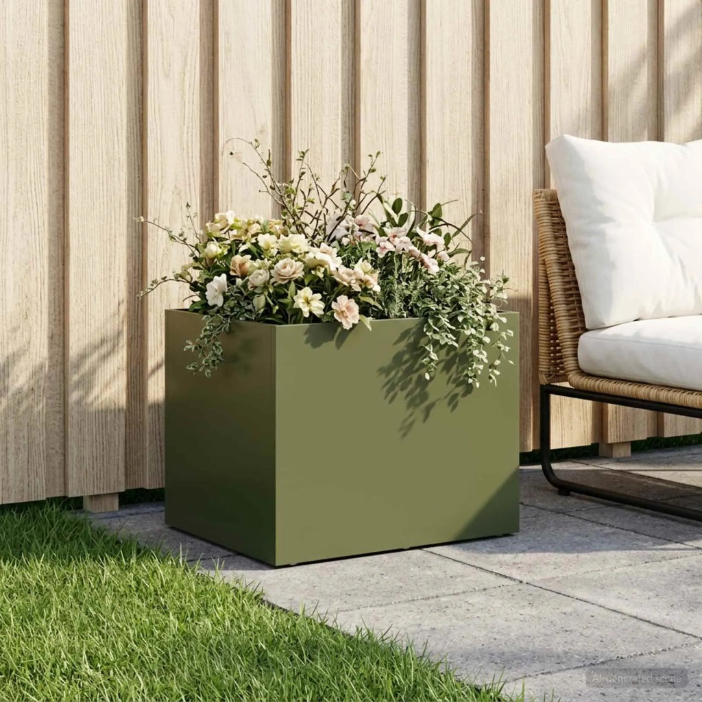 Vaso da giardino Verde Oliva 40 x 30 x 30 cm 8005196