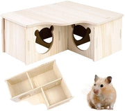 Casa per Hamster in Legno 22,5x18x8cm, Casa di Angolo per Hamster in Legno, Rifugio per Cavia, Casa per Hamster in Legno, Casa per Hamster in Legno, Casa per Hamster Piccola per Hamster, Gerbillo, Chinčila e Altri Piccoli Animali di Compagnia