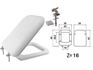 SEDILE WC IN TERMOINDURENTE DOUBLE BIANCO CERNIERE IN METALLO coprivaso copriwater SANIPLAST