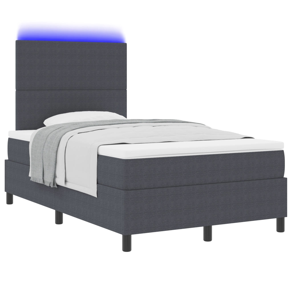 Letto Contenitore con Materasso & Luce LED Grigio Scuro Piccolo Matrimoniale in Velluto