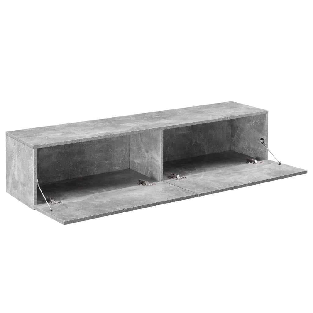 Elegante mobile porta TV da parete con 2 cassetti portata fino a 25 kg pannello di particelle rivestito in melaminico 140 x 33 x 30 cm effetto cemento 03_0005189