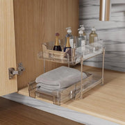 Organizzatore a 2 celle per cucina, organizzatore trasparente per bagno, cassetti, ripiani, organizzatore, cucina, estraibile, per armadi, bagni, lavabi, sala da pranzo