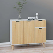 Credenza Bianca e Rovere Sonoma 90x30x72cm in Legno Multistrato 326818