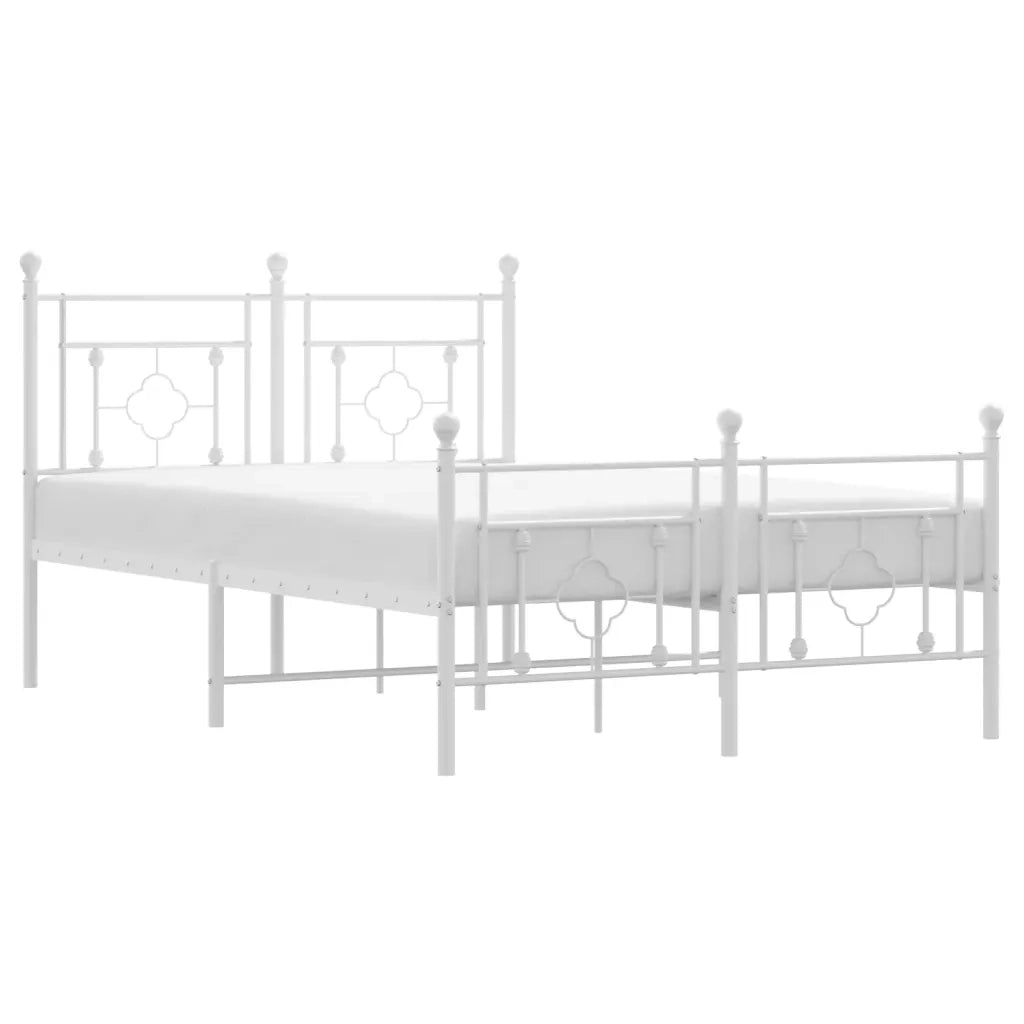 Giroletto con Testiera e Pediera-Struttura Letto Metallo Bianco 120x190 cm 737767