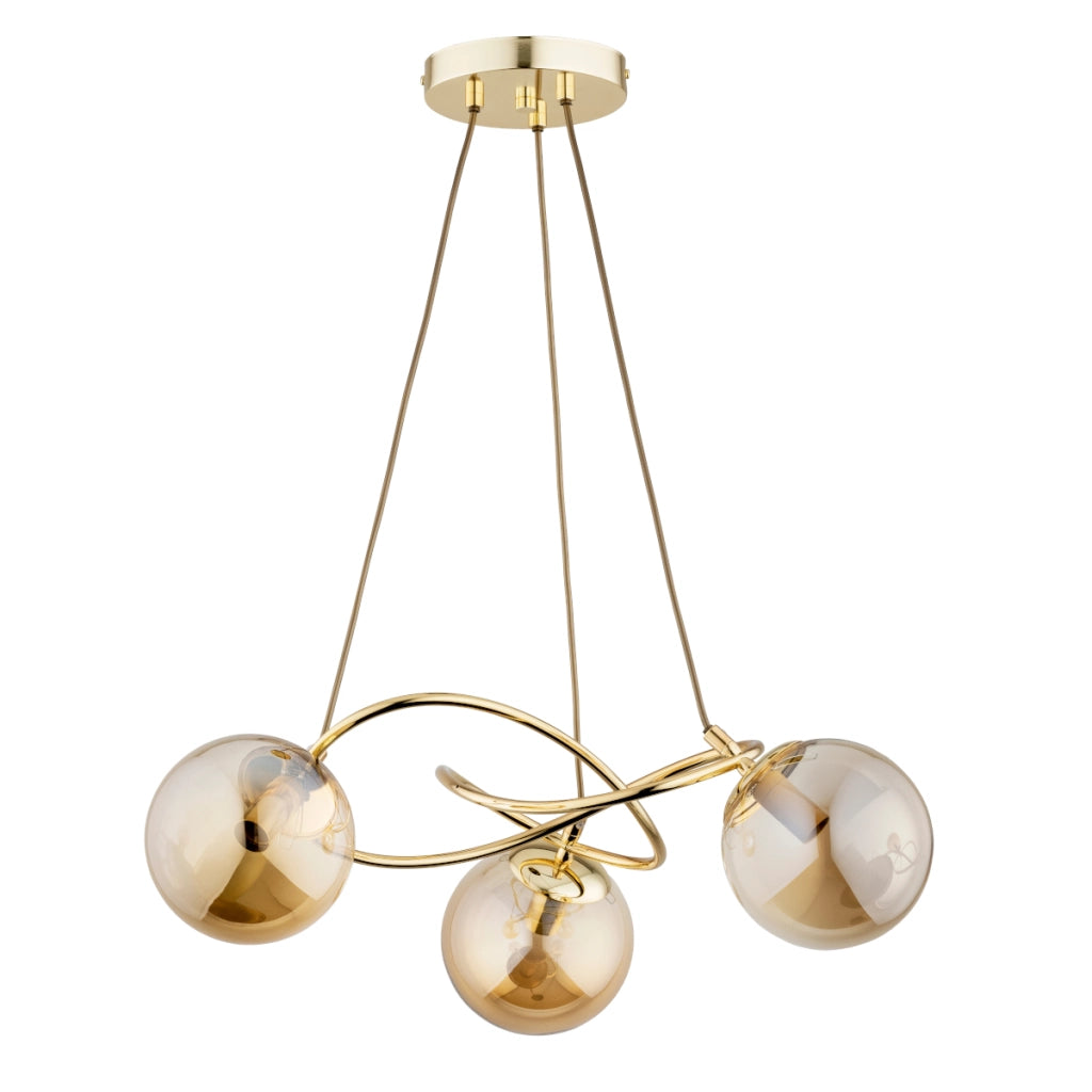 Lampada a sospensione Velta ottone ambra 3xE14 Alfa